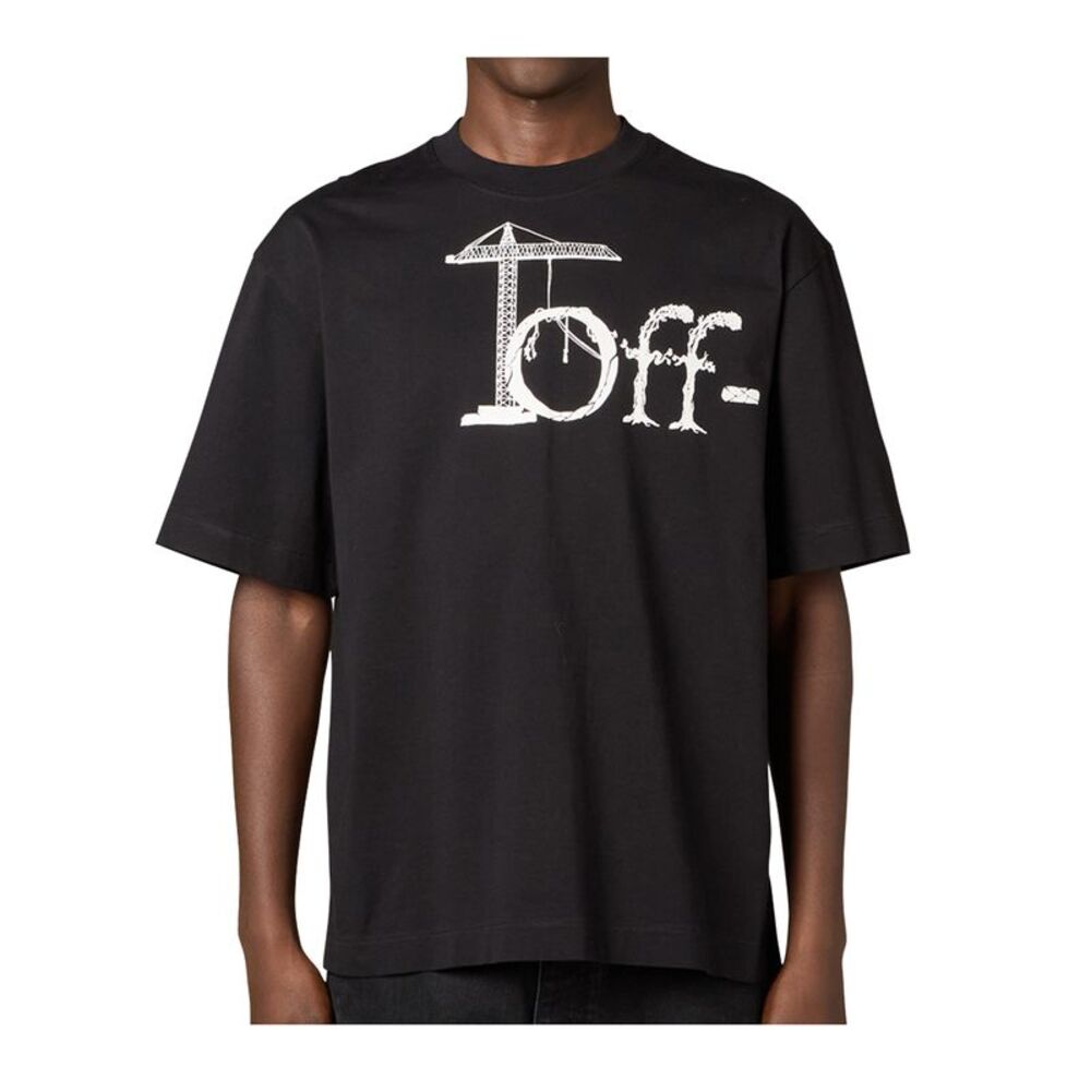 Off White Crew Neck T-Shirt Shared Logo Skate Mens Black OMAA120F26JER00N00